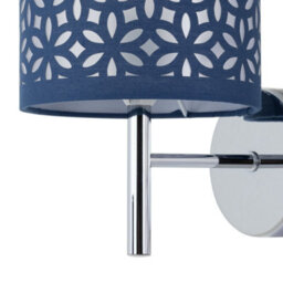 First Choice Lighting Brea - Chrome Wall Light With Navy Blue Cut Out Shade - thumbnail 2
