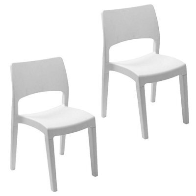 Urbn-Garden 82Cm Height Modern Garden Plastic Chair Set Patio Outdoor Furniture White 2 Pcs - image 1