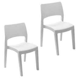 Urbn-Garden 82Cm Height Modern Garden Plastic Chair Set Patio Outdoor Furniture White 2 Pcs - thumbnail 1