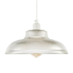 Happy Homewares Classic American Diner Clear Ribbed Glass Ceiling Pendant Light Shade - thumbnail 5