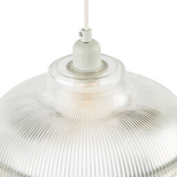 Happy Homewares Classic American Diner Clear Ribbed Glass Ceiling Pendant Light Shade - thumbnail 3