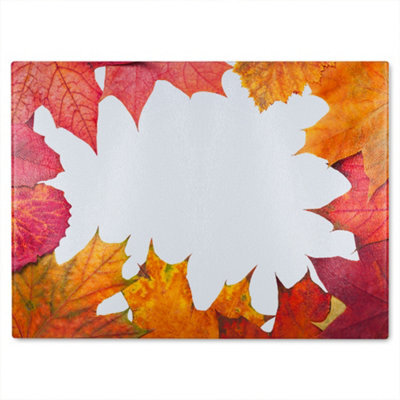 Benjamin Tate Design Red Autumn Border Glass Chopping Boarddesigner Style - image 1