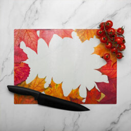 Benjamin Tate Design Red Autumn Border Glass Chopping Boarddesigner Style - thumbnail 3