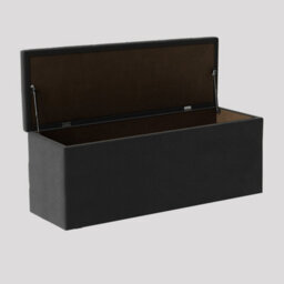 120Cm Luna Chesterfield Ottoman Storage Box - Black Plush Velvet Upholstered Blanket Box - thumbnail 2