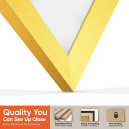"AK Frames 25X17"" Gold Sleek Vinyl Record Frame With White Mount For 12 Inch Lp Cover & Disc - Overlapped Design" - thumbnail 3