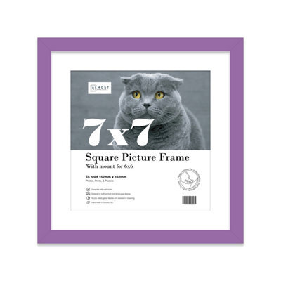 "7X7"" Purple Picture Frame - 7X7"" Square Frame With 6X6"" Mount For 7X7""/6X6"" Pictures Vintage Style Thin Edge, 1 Pack" - image 1