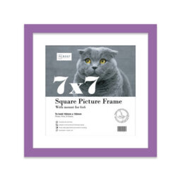 "7X7"" Purple Picture Frame - 7X7"" Square Frame With 6X6"" Mount For 7X7""/6X6"" Pictures Vintage Style Thin Edge, 1 Pack"