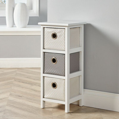 Home Source Sandringham Fully Assembled 3 Drawer Storage Chest Unit White And Grey - image 1