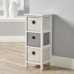Home Source Sandringham Fully Assembled 3 Drawer Storage Chest Unit White And Grey - thumbnail 1