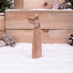 Annibells Carved Wood Effect Christmas Angel Ornament (8119) - Small - thumbnail 2