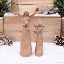 Annibells Carved Wood Effect Christmas Angel Ornament (8119) - Small - thumbnail 4