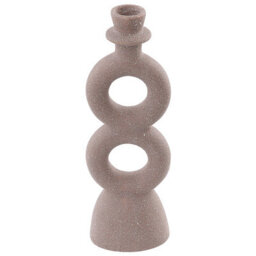 Beliani Candle Holder Naousa 23 Cm Ceramic Beige - thumbnail 1