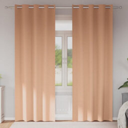 Walplus Curtains With Curtains 2 Pcs Light Brown 260X140Cm Polyester