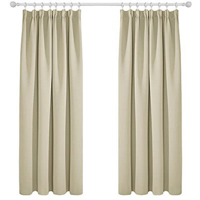 Deconovo Super Soft Curtains Pencil Pleat Curtains Thermal Insulated Blackout Curtains 66 X 72 Beige Two Panels - image 1