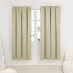 Deconovo Super Soft Curtains Pencil Pleat Curtains Thermal Insulated Blackout Curtains 66 X 72 Beige Two Panels - thumbnail 2