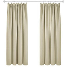 Deconovo Super Soft Curtains Pencil Pleat Curtains Thermal Insulated Blackout Curtains 66 X 72 Beige Two Panels - thumbnail 1
