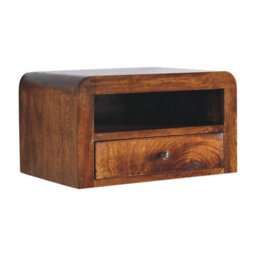 Wyld Haus Oristano Chunky Mango Wood Wall-Mounted Bedside Table With Drawer In Chestnut - thumbnail 4