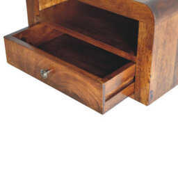 Wyld Haus Oristano Chunky Mango Wood Wall-Mounted Bedside Table With Drawer In Chestnut - thumbnail 7