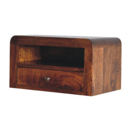 Wyld Haus Oristano Chunky Mango Wood Wall-Mounted Bedside Table With Drawer In Chestnut - thumbnail 3