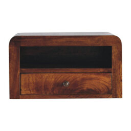 Wyld Haus Oristano Chunky Mango Wood Wall-Mounted Bedside Table With Drawer In Chestnut - thumbnail 2