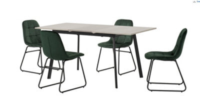 Seconique Avery Extending Dining Set In Grey Oak Effect With Lukas Green Velvet Chairs - image 1