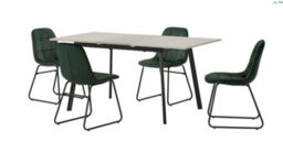 Seconique Avery Extending Dining Set In Grey Oak Effect With Lukas Green Velvet Chairs