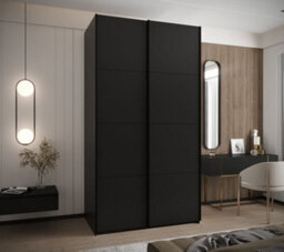 Arte Trosa I Black Sliding Door Wardrobe W1400mm H2450mm D640mm With Black Steel Handles - thumbnail 2