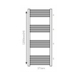 FNX Bathrooms Matt Black 600X1200mm Heated Towel Rail Radiator For Central Heating - thumbnail 2