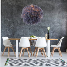 Klass Home Collection 40Cm Grey Feather Light Shade, Lamp Shade For Pendant Ceiling Light, Table Lamp, Floor Lamp - thumbnail 8