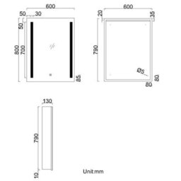 AVER-GROWTH Led Bathroom Mirror Cabinet With Shaver Socket, Dimmable Light, Anti-Fog Demister, Touch/wall Switch, Brightness Memory, 600X800mm - thumbnail 8