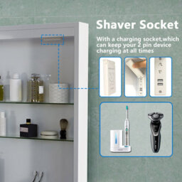AVER-GROWTH Led Bathroom Mirror Cabinet With Shaver Socket, Dimmable Light, Anti-Fog Demister, Touch/wall Switch, Brightness Memory, 600X800mm - thumbnail 3