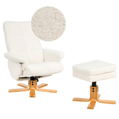 Beliani Recliner Chair Epse With Footstool Boucle Off-White - image 1