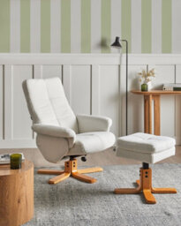 Beliani Recliner Chair Epse With Footstool Boucle Off-White - thumbnail 2