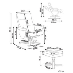Beliani Recliner Chair Epse With Footstool Boucle Off-White - thumbnail 3