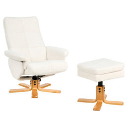 Beliani Recliner Chair Epse With Footstool Boucle Off-White - thumbnail 4