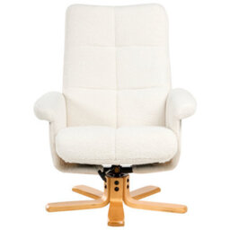 Beliani Recliner Chair Epse With Footstool Boucle Off-White - thumbnail 7