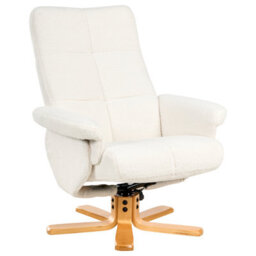 Beliani Recliner Chair Epse With Footstool Boucle Off-White - thumbnail 5