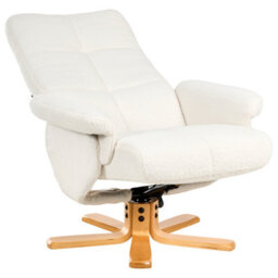 Beliani Recliner Chair Epse With Footstool Boucle Off-White - thumbnail 6