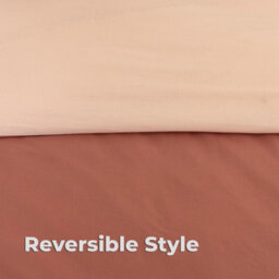 MHG Living Reversible 100% Cotton Duvet Cover Set With Pillowcases - Soft & Breathable Terracotta Bedding, Button Closure - Single - thumbnail 4