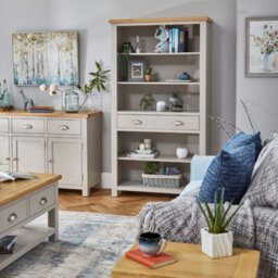The Furniture Market Cotswold Grey Painted Tall Large Bookcase With Drawer - thumbnail 4