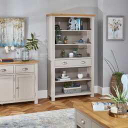 The Furniture Market Cotswold Grey Painted Tall Large Bookcase With Drawer - thumbnail 3