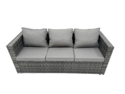 Fimous Rattan Dining Table Sofa Set With Armchair 2 Side Tables Outdoor 8 Seat Garden Furniture Set Dark Grey Mixed - thumbnail 4