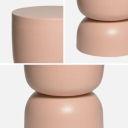 Sweeek - Side Table End Table Metal Bedside Table Diam.32 X H42Cm Madi Nude 32X32X42 Cm - thumbnail 2