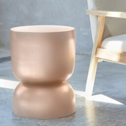 Sweeek - Side Table End Table Metal Bedside Table Diam.32 X H42Cm Madi Nude 32X32X42 Cm - thumbnail 3