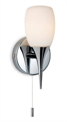 Luminosa Lighting Luminosa Robano 1 Light Switched Bathroom Wall Light Chrome, Opal Glass Ip44, G9 - image 1