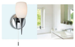 Luminosa Lighting Luminosa Robano 1 Light Switched Bathroom Wall Light Chrome, Opal Glass Ip44, G9 - thumbnail 2