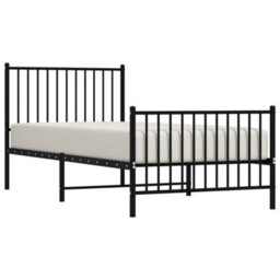 Berkfield Metal Bed Frame With Headboard And Footboard Black 90X200 Cm - thumbnail 3