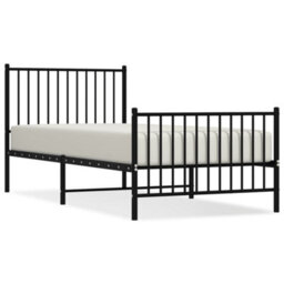 Berkfield Metal Bed Frame With Headboard And Footboard Black 90X200 Cm - thumbnail 2