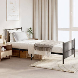 Berkfield Metal Bed Frame With Headboard And Footboard Black 90X200 Cm - thumbnail 1