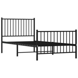 Berkfield Metal Bed Frame With Headboard And Footboard Black 90X200 Cm - thumbnail 4